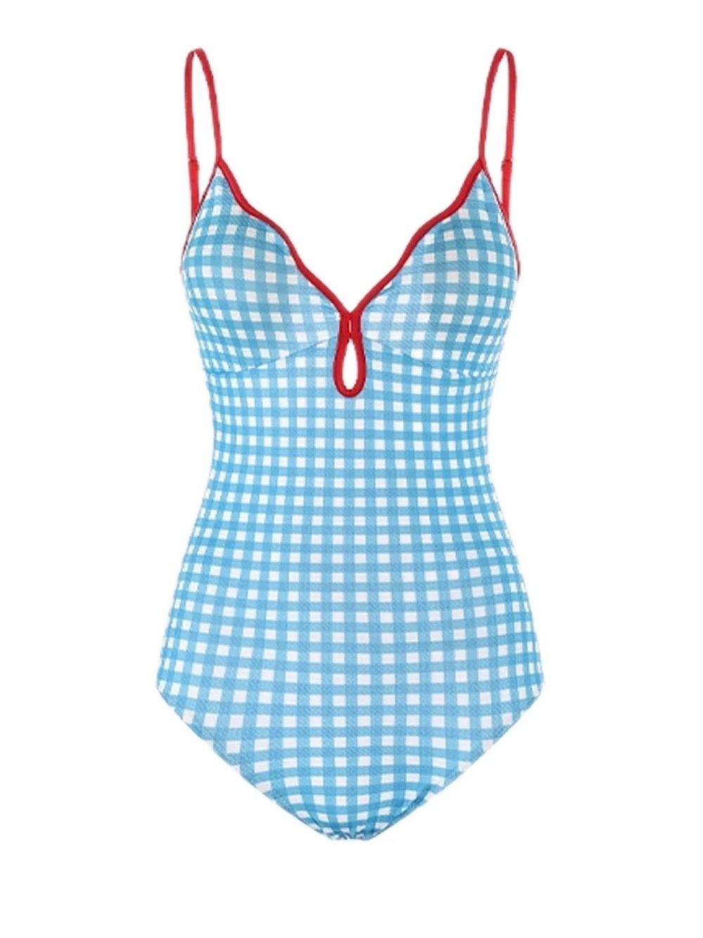 Aprilpoolday Claudia's Forever One Blue Gingham One-Piece Swimsuit S